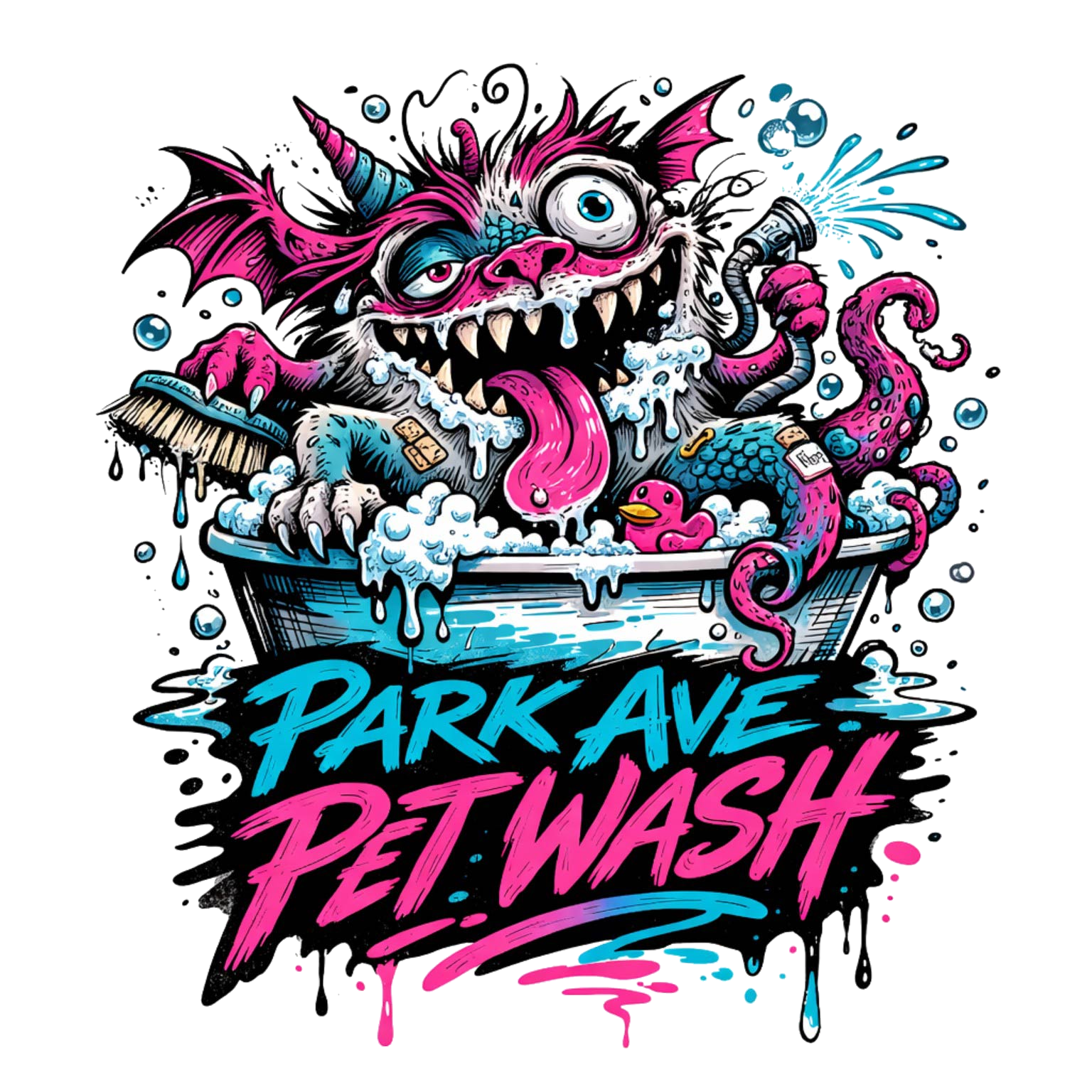 Park Ave Pet Wash creature in a bathtub